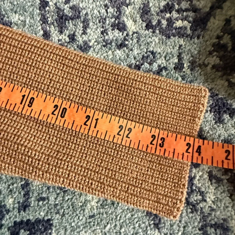 Camel Michael Kors Knit Turtle Neck Fringe Bottom Pullover Sweater Boho Size L - Picture 11 of 11